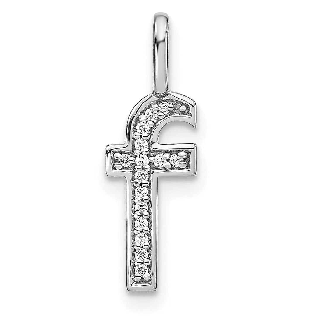 Lovely Rita's Pendants & Charms 14K White Gold Diamond 0.052-CT Lower Case Style F Initial Charm