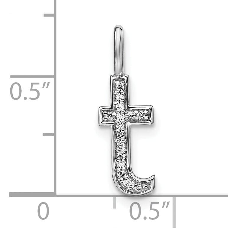 Lovely Rita's Pendants & Charms 14K White Gold Diamond 0.052-CT Lower Case Style T Initial Charm