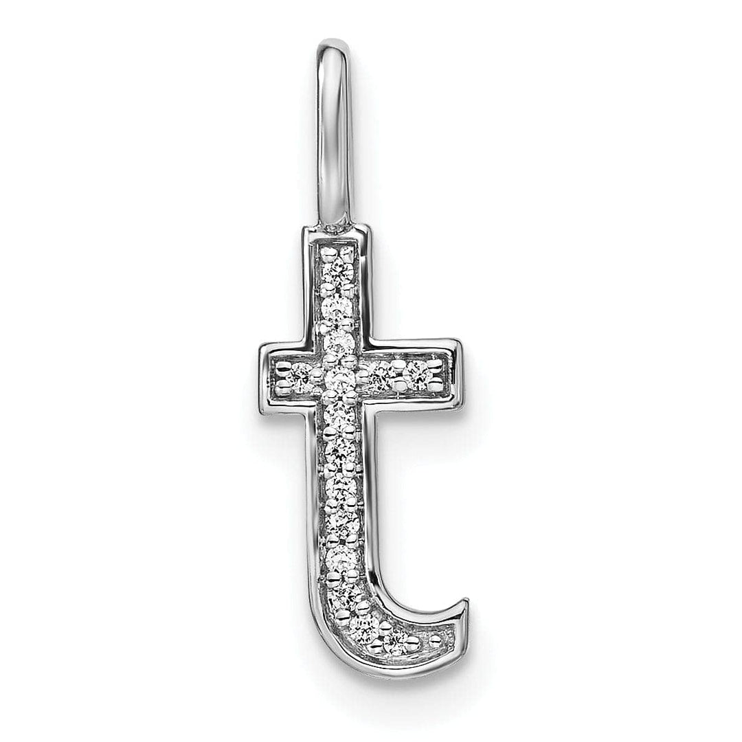 Lovely Rita's Pendants & Charms 14K White Gold Diamond 0.052-CT Lower Case Style T Initial Charm