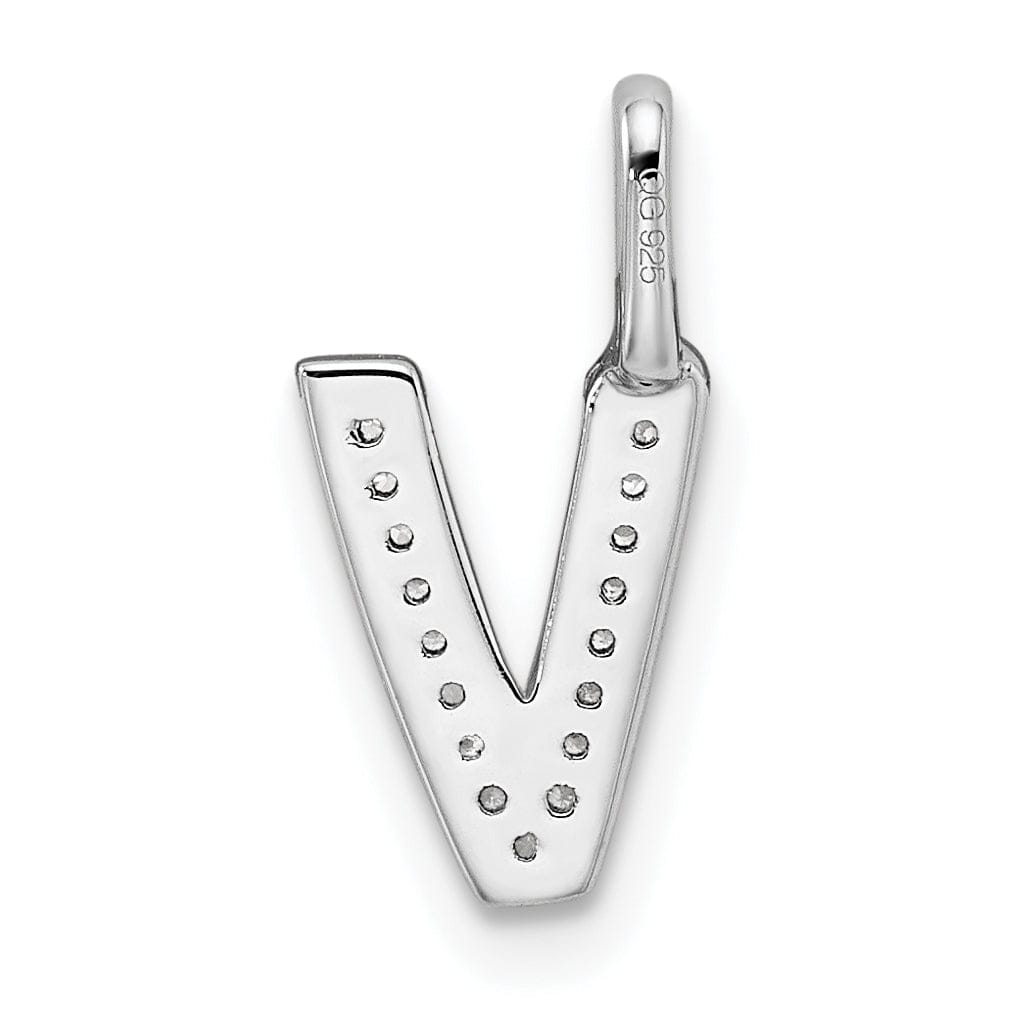 Lovely Rita's Pendants & Charms 14K White Gold Diamond 0.053-CT Lower Case Style V Initial Charm