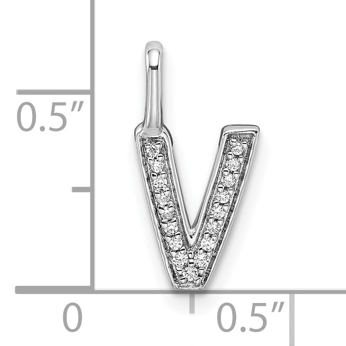 Lovely Rita's Pendants & Charms 14K White Gold Diamond 0.053-CT Lower Case Style V Initial Charm