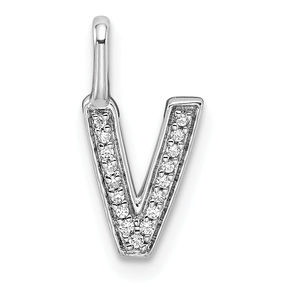 Lovely Rita's Pendants & Charms 14K White Gold Diamond 0.053-CT Lower Case Style V Initial Charm
