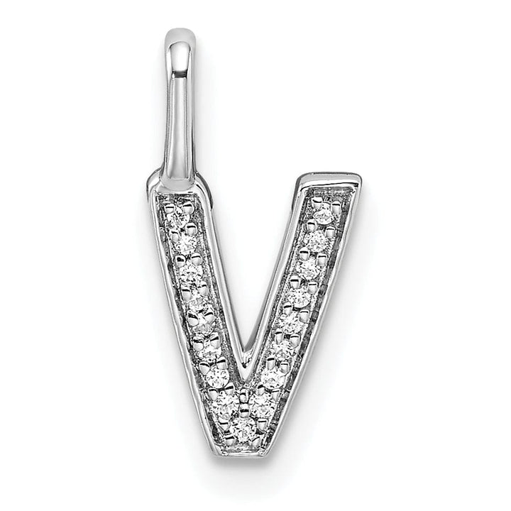 Lovely Rita's Pendants & Charms 14K White Gold Diamond 0.053-CT Lower Case Style V Initial Charm