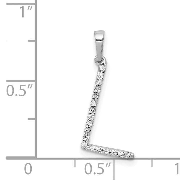 Lovely Rita's Pendants & Charms 14K White Gold Diamond 0.054-CT Block Letter L Initial Charm Pendant
