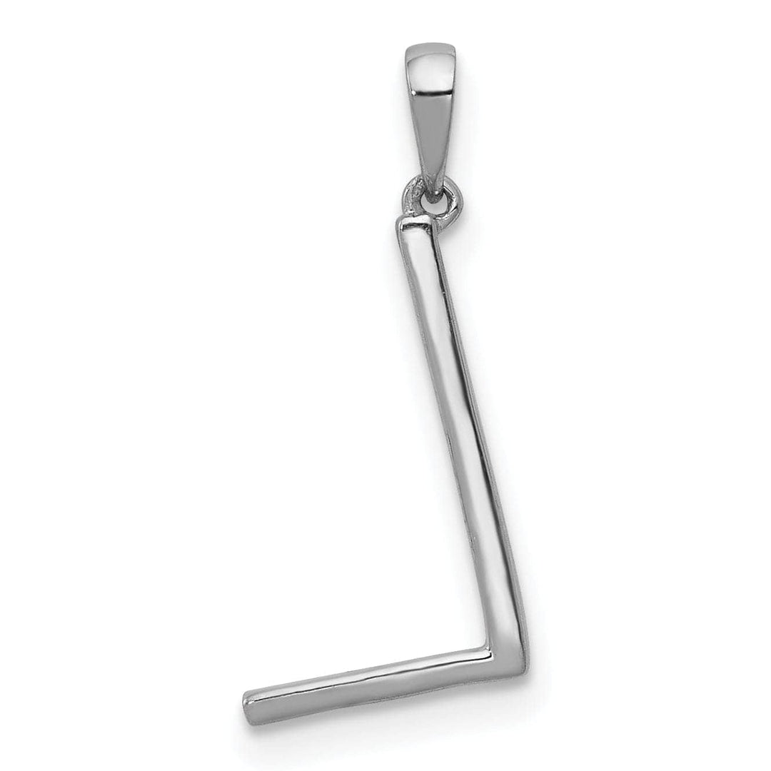 Lovely Rita's Pendants & Charms 14K White Gold Diamond 0.054-CT Block Letter L Initial Charm Pendant