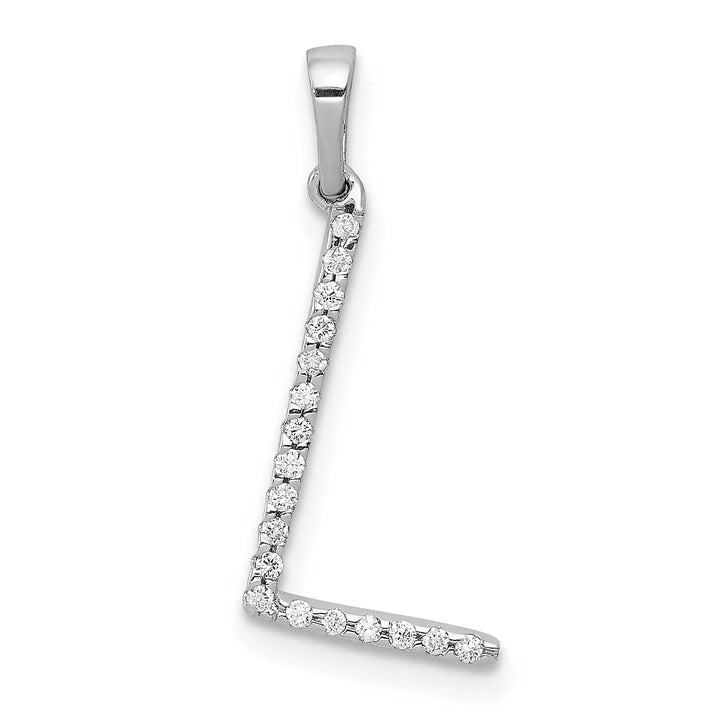Lovely Rita's Pendants & Charms 14K White Gold Diamond 0.054-CT Block Letter L Initial Charm Pendant