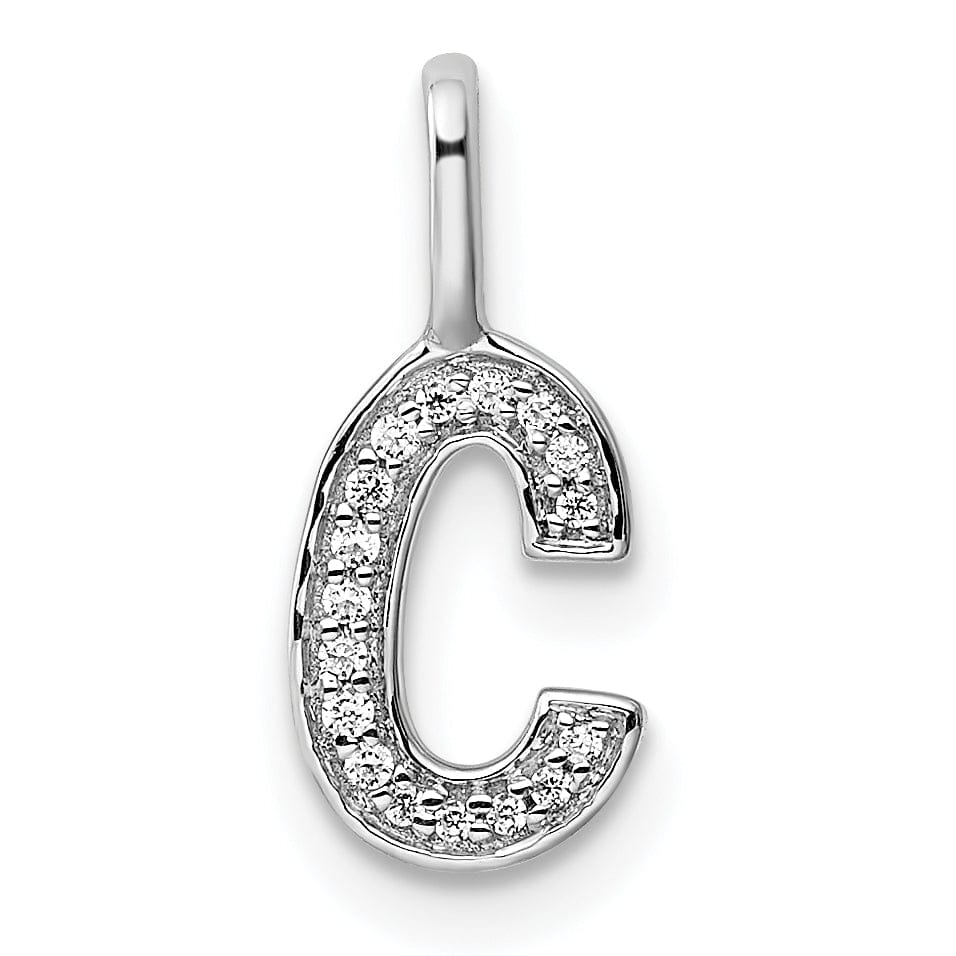 Lovely Rita's Pendants & Charms 14K White Gold Diamond 0.055-CT Lower Case Style C Initial Charm