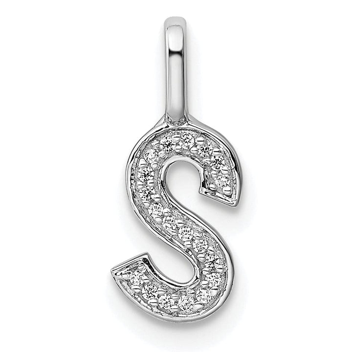 Lovely Rita's Pendants & Charms 14K White Gold Diamond 0.057-CT Lower Case Style S Initial Charm