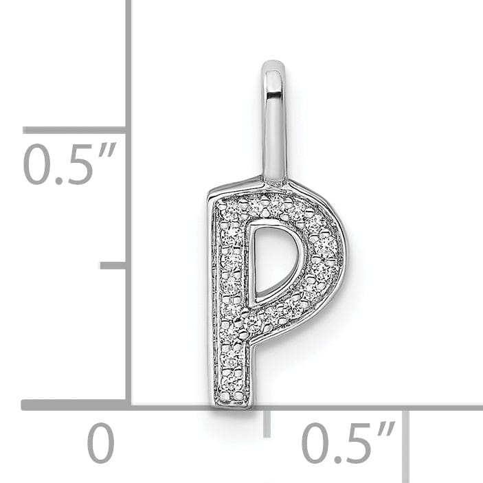 Lovely Rita's Pendants & Charms 14K White Gold Diamond 0.06-CT Lower Case Style P Initial Charm
