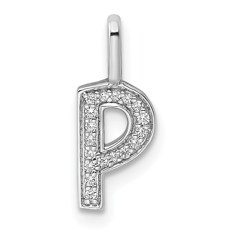 Lovely Rita's Pendants & Charms 14K White Gold Diamond 0.06-CT Lower Case Style P Initial Charm