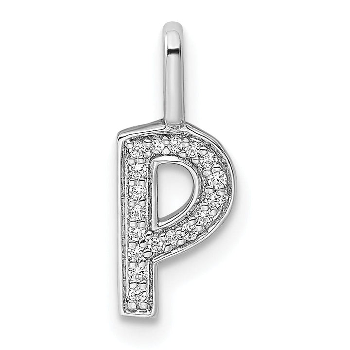 Lovely Rita's Pendants & Charms 14K White Gold Diamond 0.06-CT Lower Case Style P Initial Charm