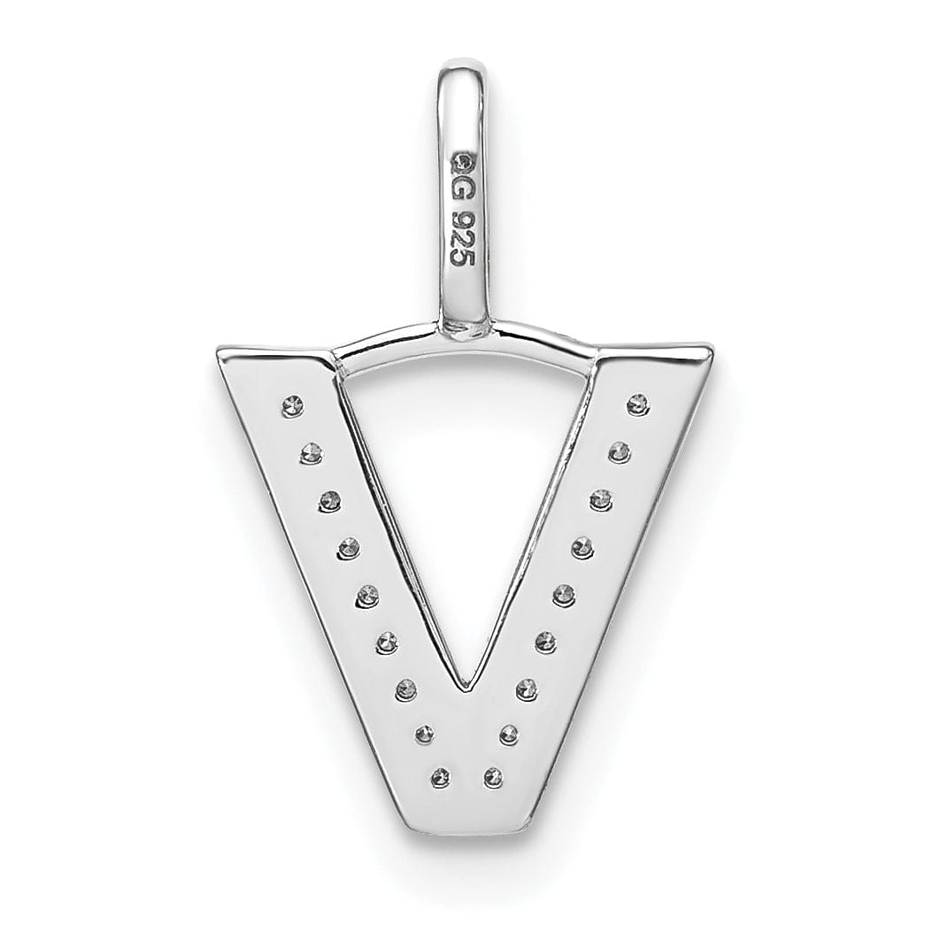 Lovely Rita's Pendants & Charms 14K White Gold Diamond 0.061-CT Lower Case Style V Initial Charm