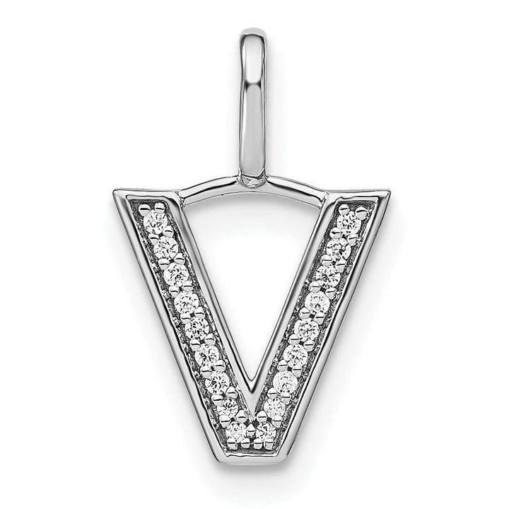 Lovely Rita's Pendants & Charms 14K White Gold Diamond 0.061-CT Lower Case Style V Initial Charm