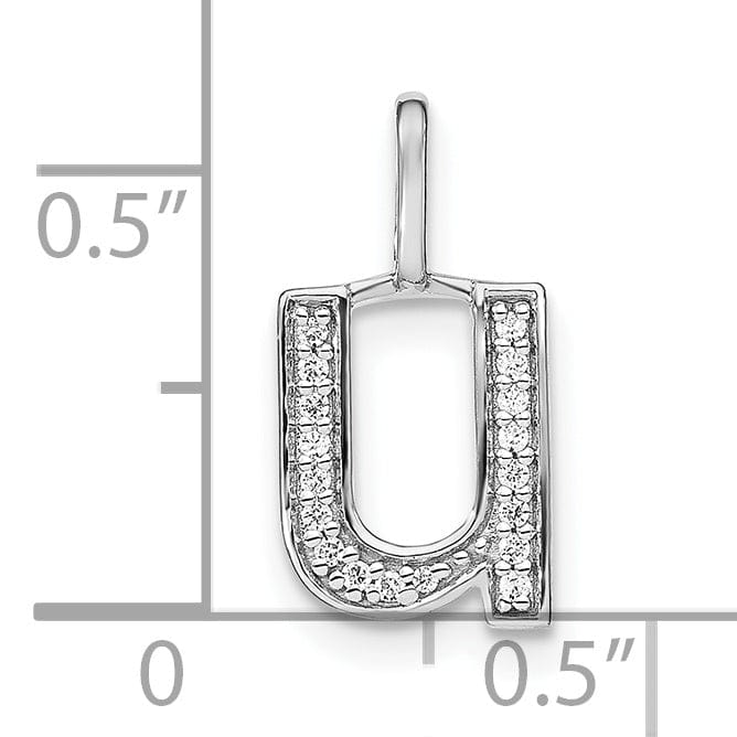Lovely Rita's Pendants & Charms 14K White Gold Diamond 0.063-CT Lower Case Style U Initial Charm