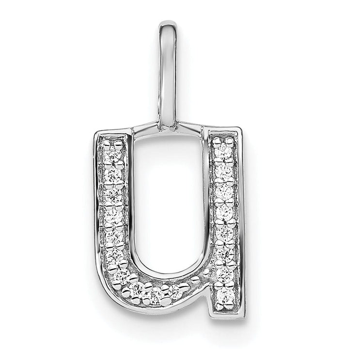 Lovely Rita's Pendants & Charms 14K White Gold Diamond 0.063-CT Lower Case Style U Initial Charm