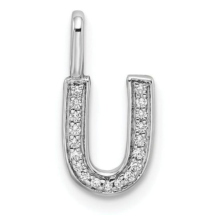 Lovely Rita's Pendants & Charms 14K White Gold Diamond 0.063-CT Lower Case Style U Initial Charm