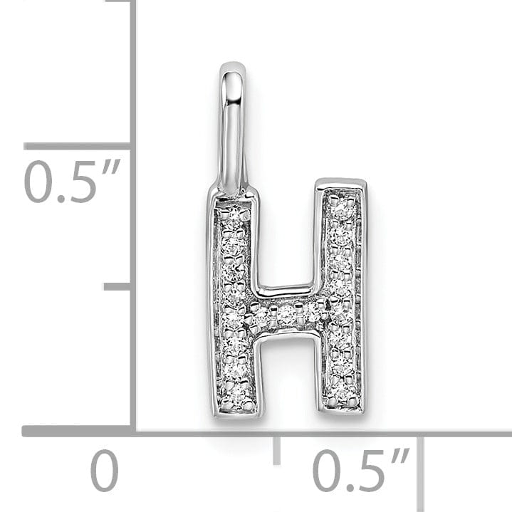Lovely Rita's Pendants & Charms 14K White Gold Diamond 0.065-CT Lower Case Style H Initial Charm
