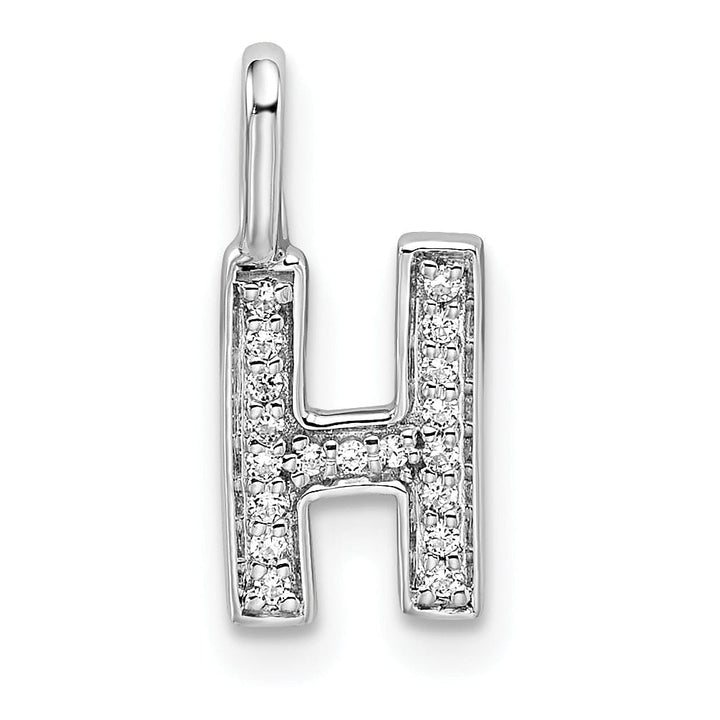 Lovely Rita's Pendants & Charms 14K White Gold Diamond 0.065-CT Lower Case Style H Initial Charm