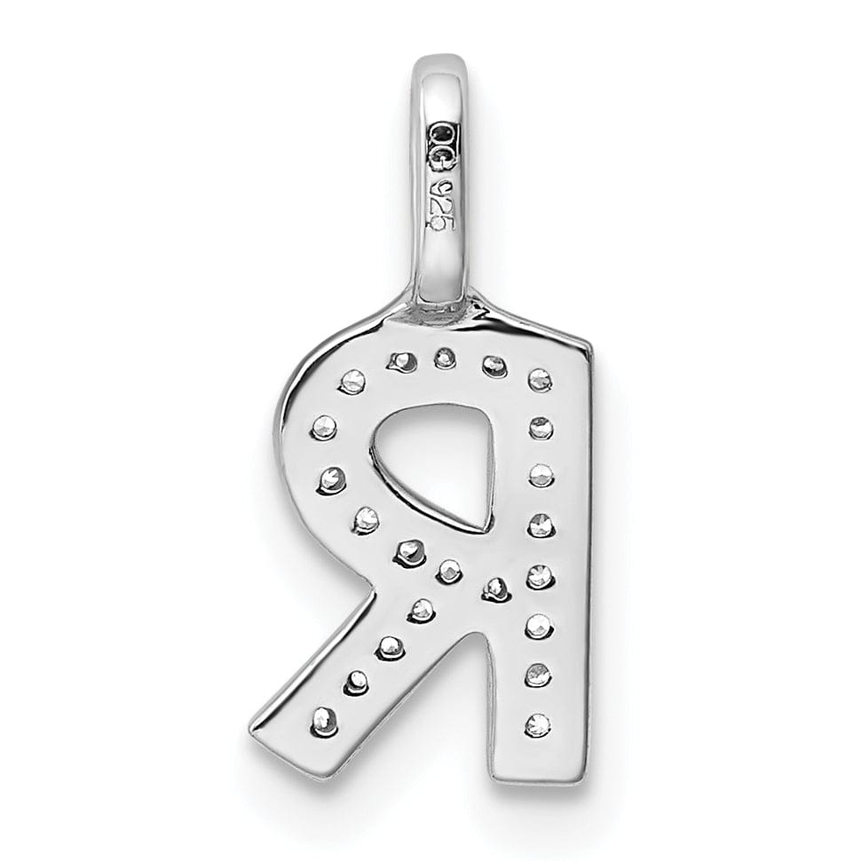 Lovely Rita's Pendants & Charms 14K White Gold Diamond 0.072-CT Lower Case Style R Initial Charm