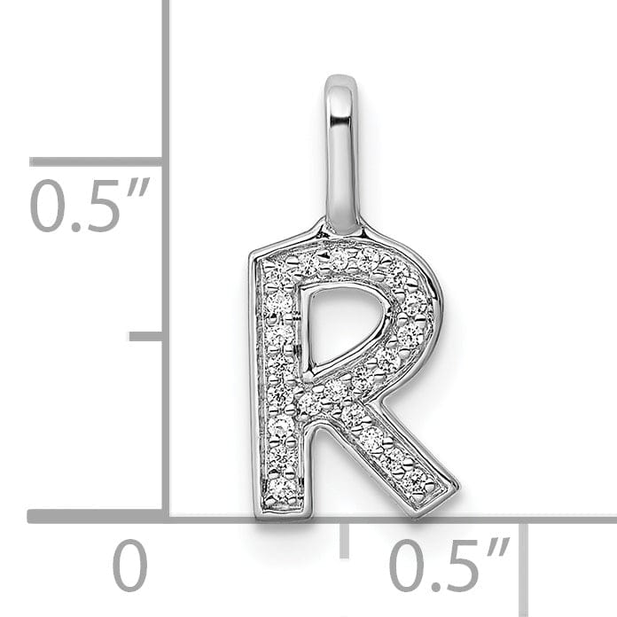 Lovely Rita's Pendants & Charms 14K White Gold Diamond 0.072-CT Lower Case Style R Initial Charm