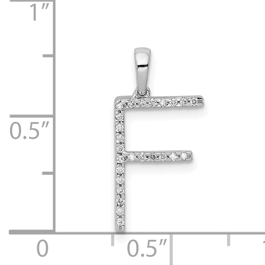 Lovely Rita's Pendants & Charms 14K White Gold Diamond 0.075-CT Block Letter F Initial Charm Pendant