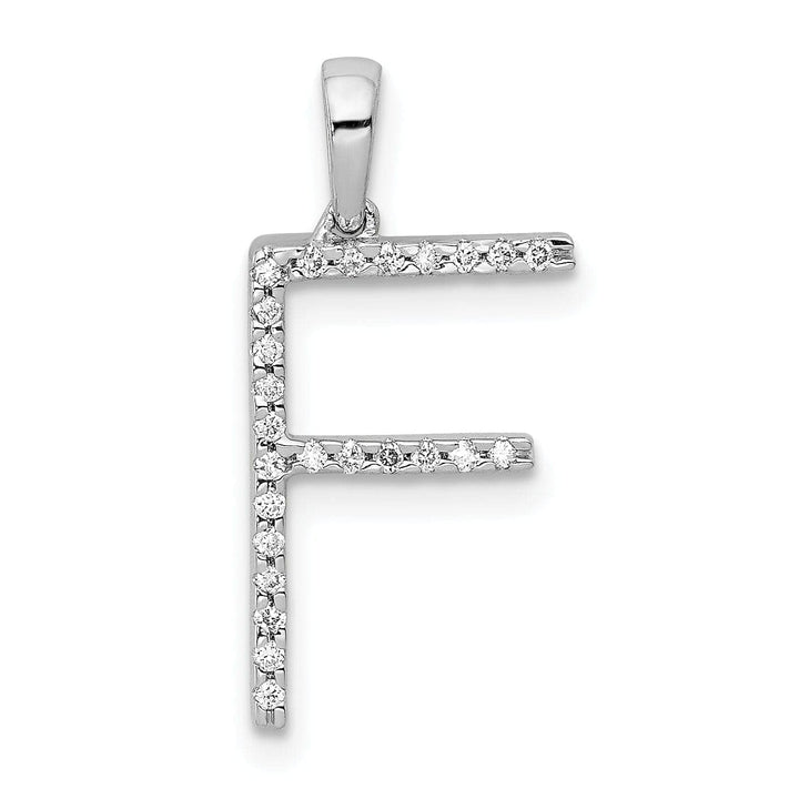 Lovely Rita's Pendants & Charms 14K White Gold Diamond 0.075-CT Block Letter F Initial Charm Pendant