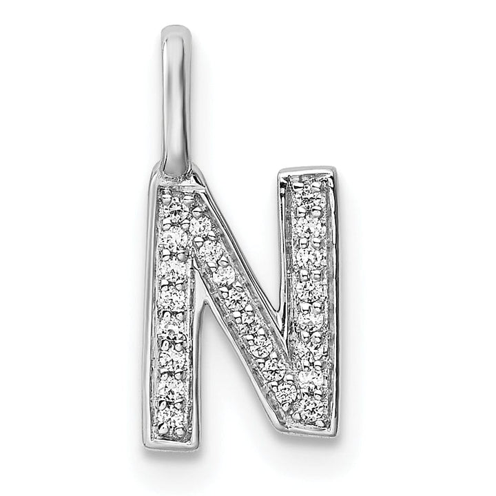 Lovely Rita's Pendants & Charms 14K White Gold Diamond 0.08-CT Lower Case Style N Initial Charm