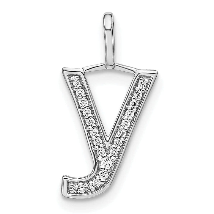 Lovely Rita's Pendants & Charms 14K White Gold Diamond 0.08-CT Lower Case Style Y Initial Charm