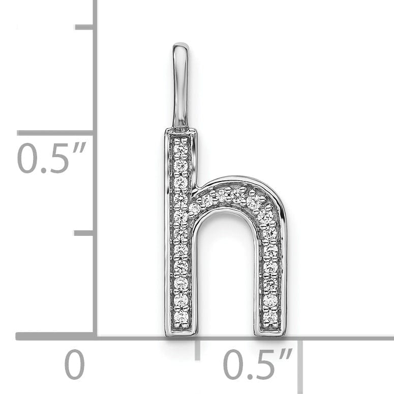 Lovely Rita's Pendants & Charms 14K White Gold Diamond 0.082-CT Lower Case Style H Initial Charm