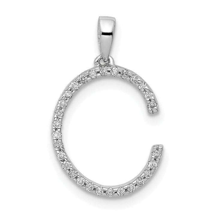 Lovely Rita's Pendants & Charms 14K White Gold Diamond 0.087-CT Block Letter C Initial Charm Pendant
