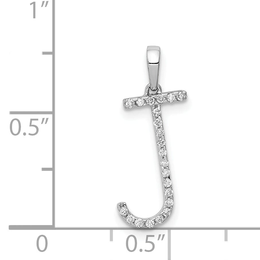Lovely Rita's Pendants & Charms 14K White Gold Diamond 0.088-CT Block Letter J Initial Charm Pendant