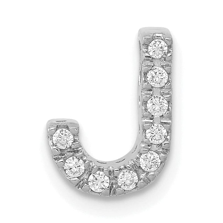 Lovely Rita's Pendants & Charms 14K White Gold Diamond 0.09-CT Letter J Initial Charm Pendant