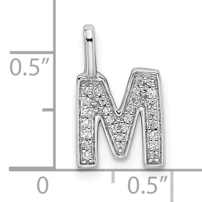 Lovely Rita's Pendants & Charms 14K White Gold Diamond 0.092-CT Lower Case Style M Initial Charm
