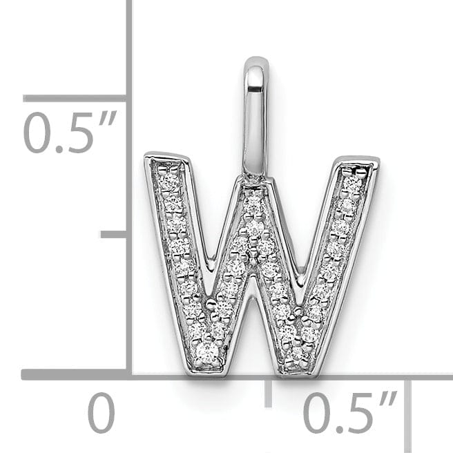 Lovely Rita's Pendants & Charms 14K White Gold Diamond 0.092-CT Lower Case Style W Initial Charm