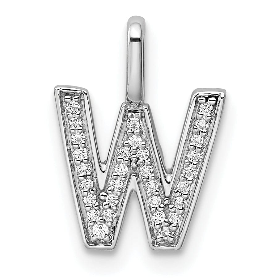 Lovely Rita's Pendants & Charms 14K White Gold Diamond 0.092-CT Lower Case Style W Initial Charm
