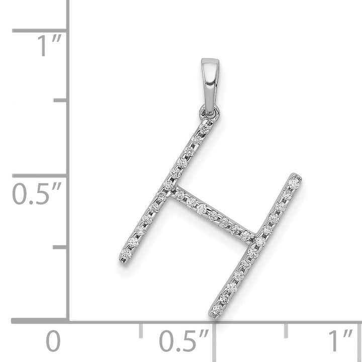 Lovely Rita's Pendants & Charms 14K White Gold Diamond 0.093-CT Block Letter H Initial Charm Pendant
