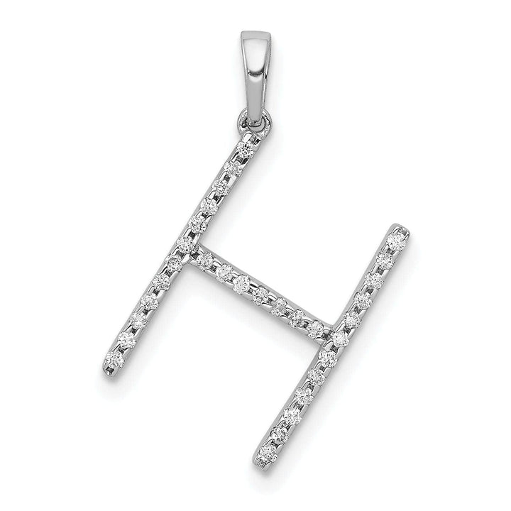 Lovely Rita's Pendants & Charms 14K White Gold Diamond 0.093-CT Block Letter H Initial Charm Pendant