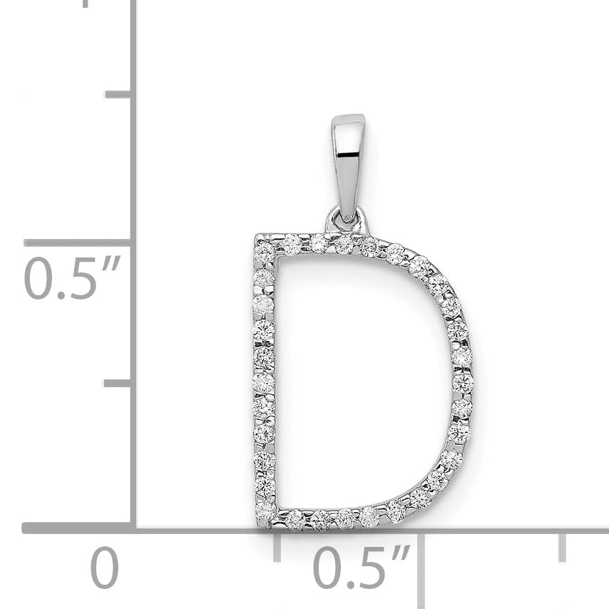 Lovely Rita's Pendants & Charms 14K White Gold Diamond 0.096-CT Block Letter D Initial Charm Pendant