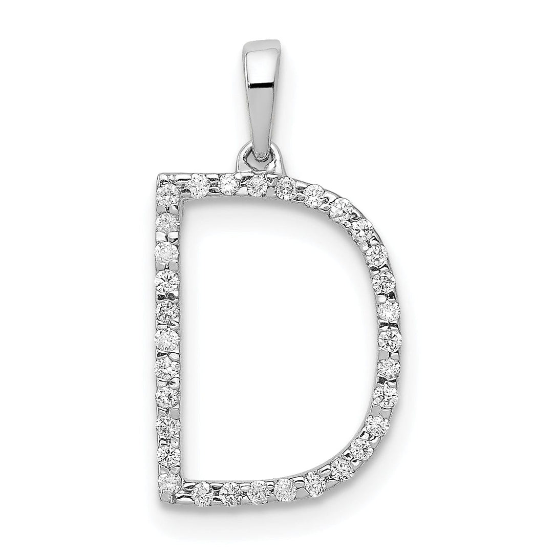 Lovely Rita's Pendants & Charms 14K White Gold Diamond 0.096-CT Block Letter D Initial Charm Pendant