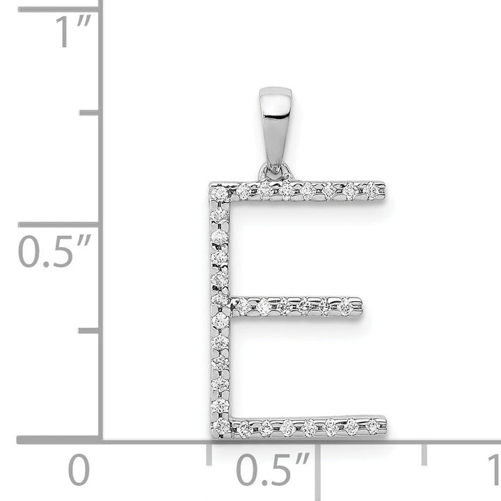 Lovely Rita's Pendants & Charms 14K White Gold Diamond 0.096-CT Block Letter E Initial Charm Pendant