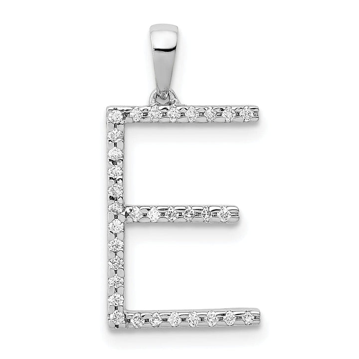 Lovely Rita's Pendants & Charms 14K White Gold Diamond 0.096-CT Block Letter E Initial Charm Pendant
