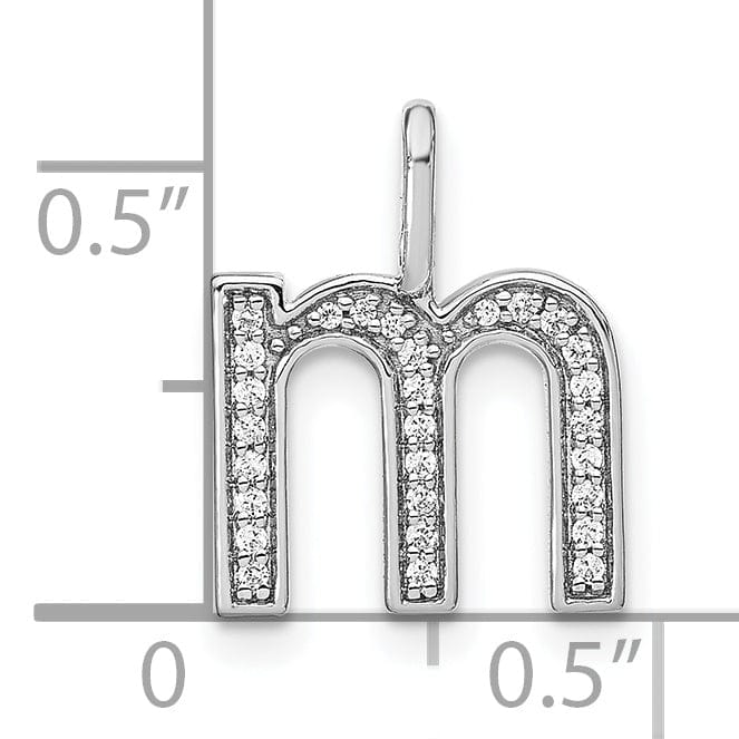 Lovely Rita's Pendants & Charms 14K White Gold Diamond 0.096-CT Lower Case Style M Initial Charm