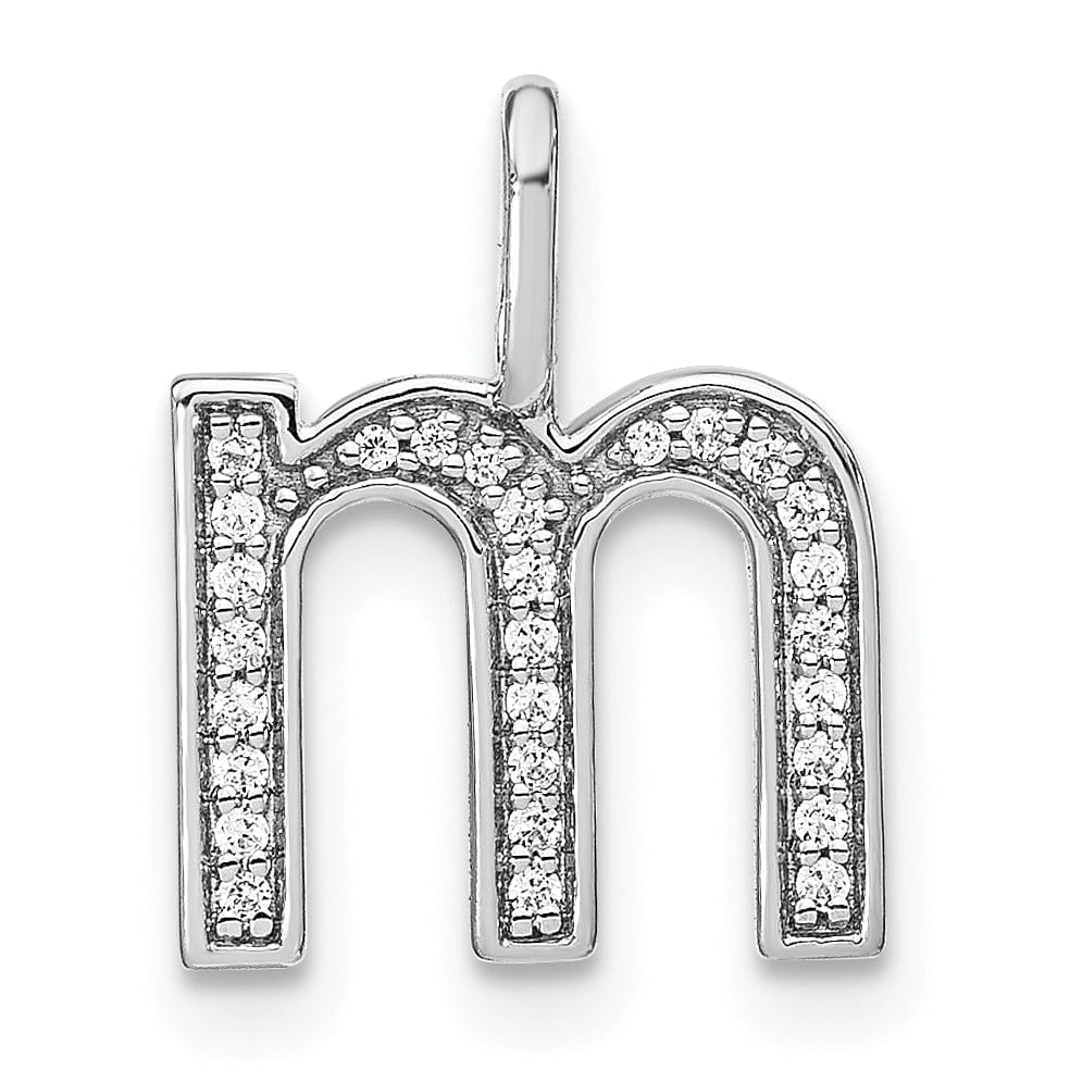 Lovely Rita's Pendants & Charms 14K White Gold Diamond 0.096-CT Lower Case Style M Initial Charm