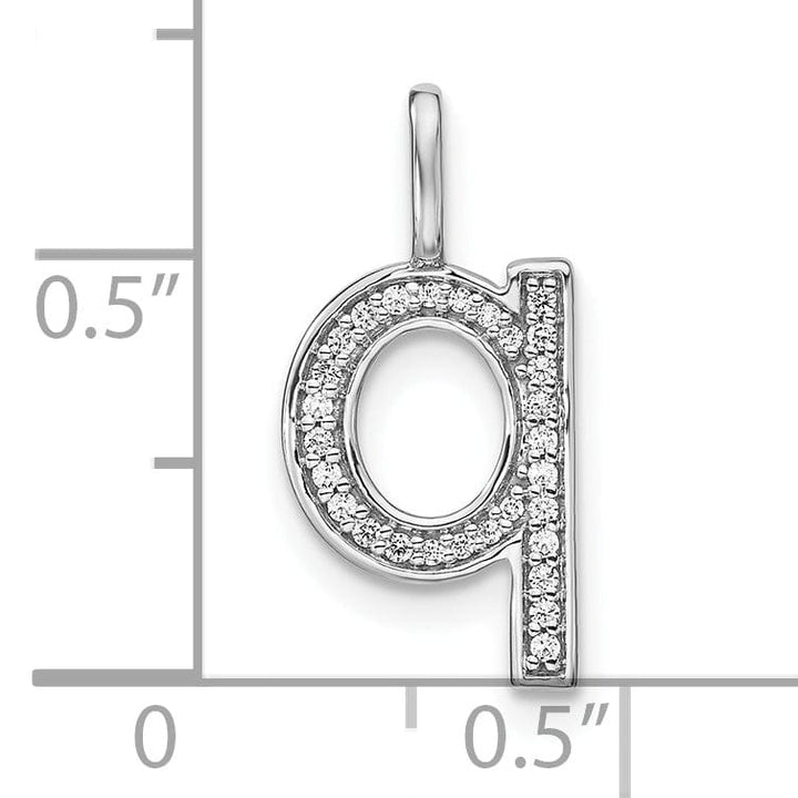 Lovely Rita's Pendants & Charms 14K White Gold Diamond 0.098-CT Lower Case Style Q Initial Charm