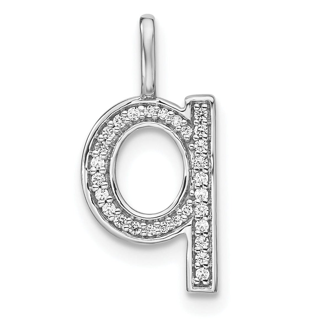 Lovely Rita's Pendants & Charms 14K White Gold Diamond 0.098-CT Lower Case Style Q Initial Charm