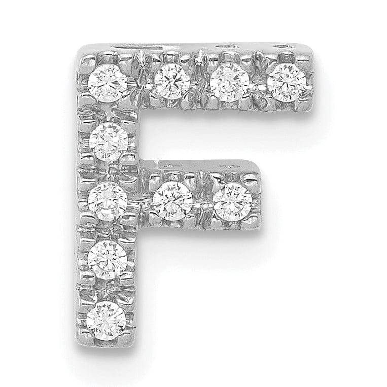 Lovely Rita's Pendants & Charms 14K White Gold Diamond 0.1-CT Letter F Initial Charm Pendant