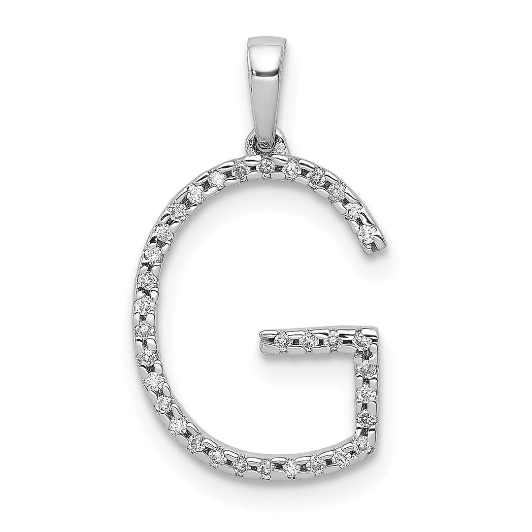 Lovely Rita's Pendants & Charms 14K White Gold Diamond 0.102-CT Block Letter G Initial Charm Pendant
