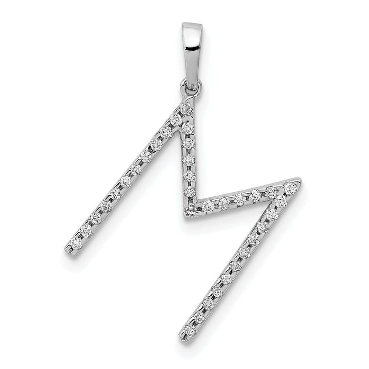 Lovely Rita's Pendants & Charms 14K White Gold Diamond 0.105-CT Block Letter M Initial Charm Pendant