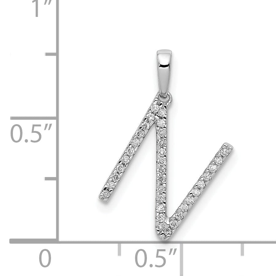 Lovely Rita's Pendants & Charms 14K White Gold Diamond 0.105-CT Block Letter N Initial Charm Pendant