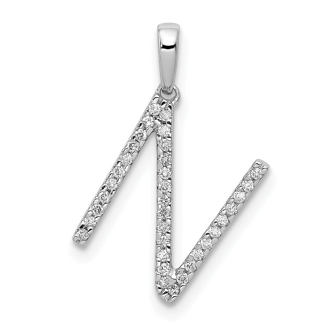 Lovely Rita's Pendants & Charms 14K White Gold Diamond 0.105-CT Block Letter N Initial Charm Pendant